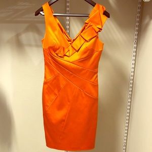 Max & Cleo assymetric design orange dress, size 6